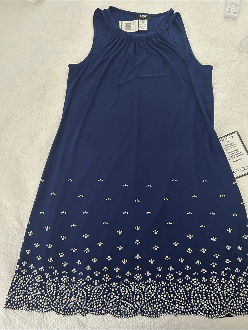 MSK Navy Sleeveless Embellished Mini Dress